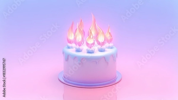 Obraz Cake with lit candles