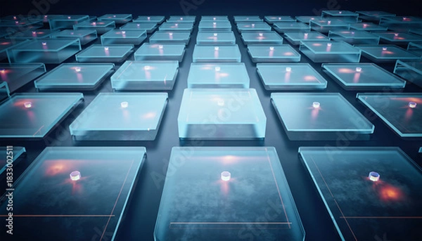 Obraz Futuristic 3D Crystal Glass Charts and Abstract Elements for Data Visualization