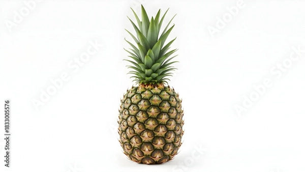 Obraz Single whole pineapple isolated on a clean white background studio shot