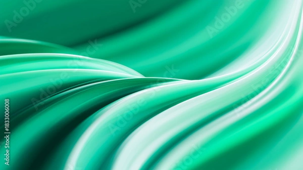 Fototapeta Smooth flowing turquoise abstract waves creating a dynamic fluid motion with glossy highlights and soft gradients