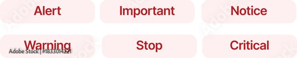Obraz Red Alert & Warning Labels UI Set . Important Notice and Alert Tags Buttons 