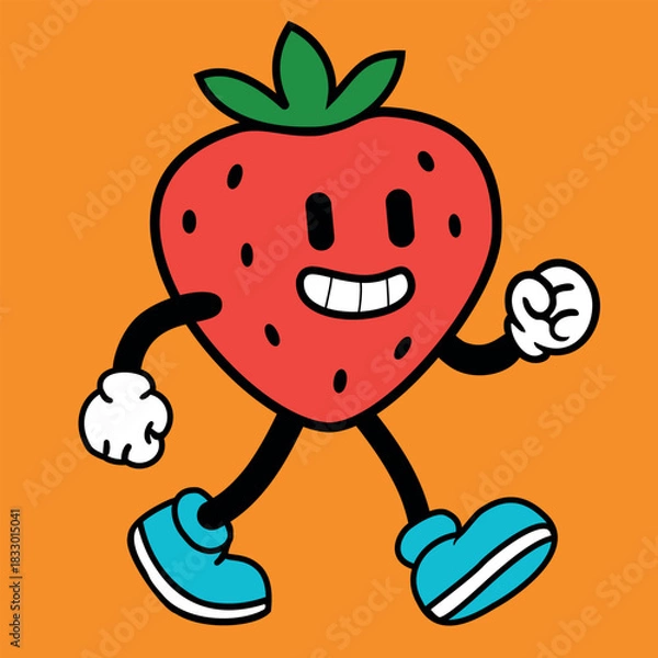 Obraz Strawberry Cartoon Vector Character