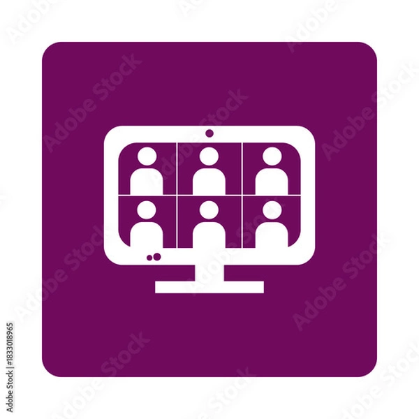 Obraz Computer screen displaying a video conference with six people isolated on transparent background