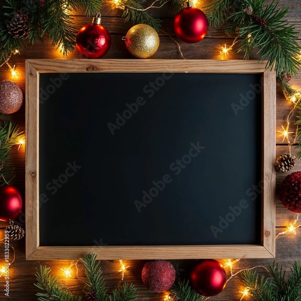 Obraz Slanted Hanging Christmas Sign Mockup