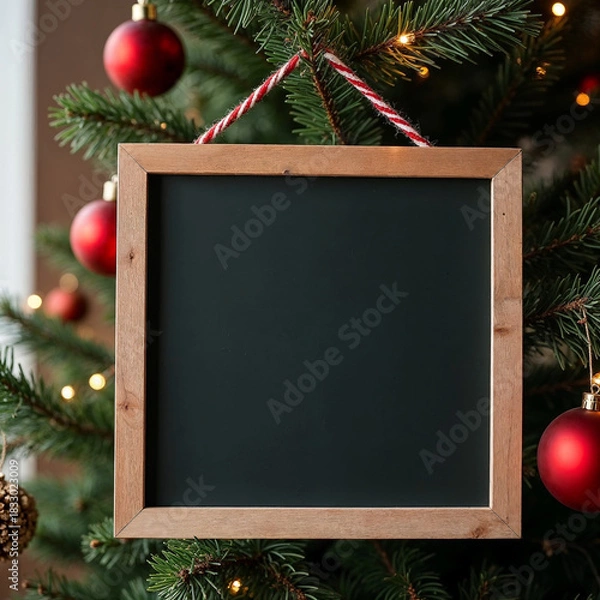 Obraz Hanging Christmas Tag Chalkboard Mockup