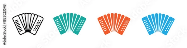Fototapeta Cheerful accordion icons perfect for music or cultural design. Accordion icon Symbol mark in filled style. Accordion, modern musical instrument.  harmonious sound.  Vector illustration isolated.