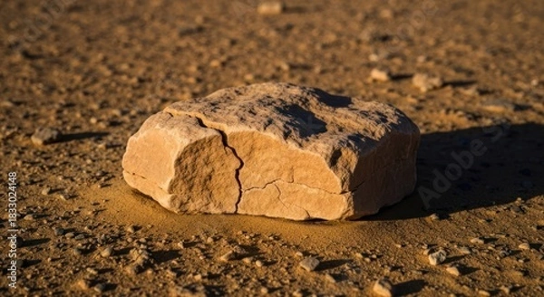 Fototapeta Single rock in sandy desert