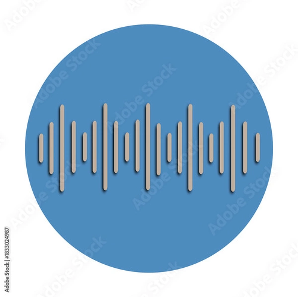 Obraz Minimal Voice Command Button – Abstract Blue Waveform Icon in Flat Design