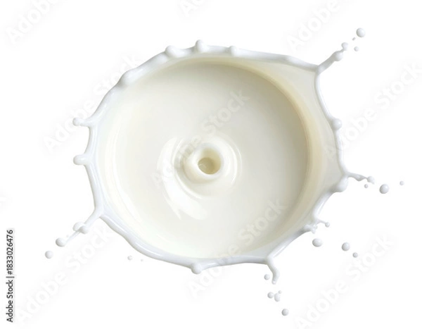 Obraz White liquid splash, crown shape, central ripple, black background