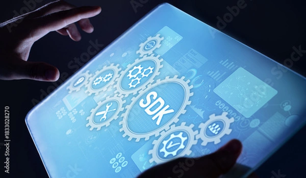 Fototapeta SDK Software development kit programming language technology concept on virtual screen.