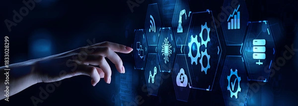 Fototapeta Gears icon business industrial process automation software RPA technology concept.