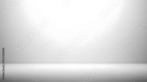 Fototapeta Empty white and gray studio room background with a soft spotlight for product presentation.