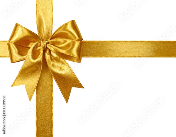 Obraz Elegant golden ribbon and bow against a dark background