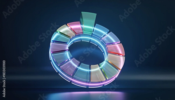 Obraz Futuristic 3D Crystal Glass Charts and Abstract Elements for Data Visualization