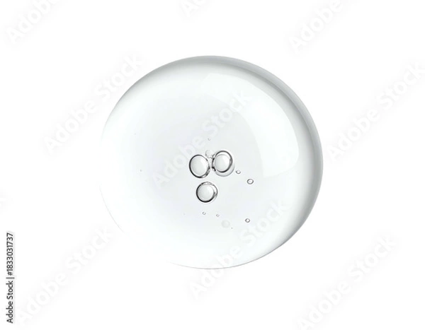 Obraz Gel-like clear spherical drop with bubbles on dark background