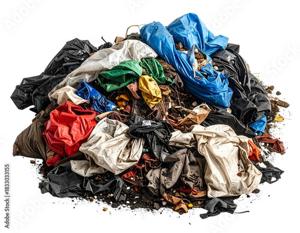 Obraz Large colorful heap of fabric waste, clothes, and general refuse