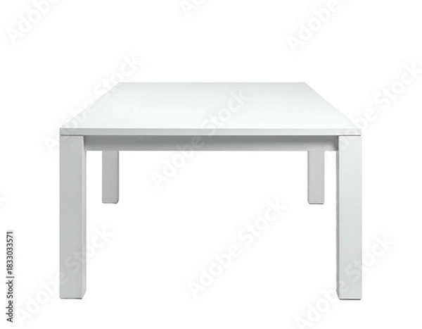 Obraz Minimalist white rectangular table with four sturdy legs, black