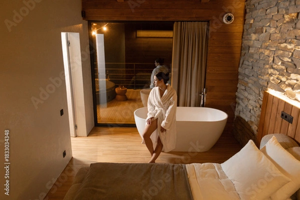 Obraz Relaxing evening in a serene spa setting