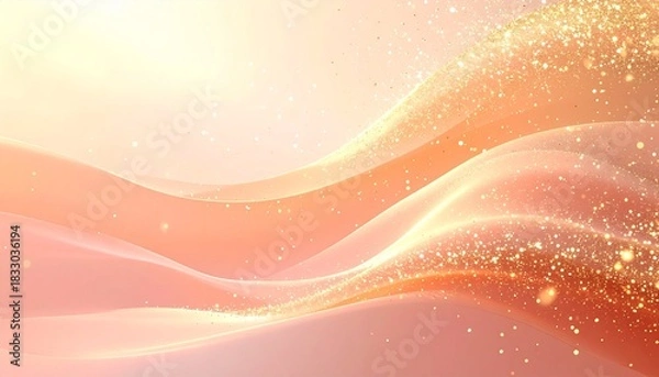 Obraz Abstract golden waves with glitter on soft pink background, perfect for artistic projects