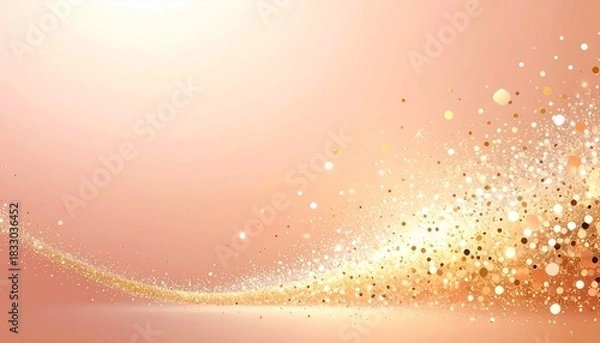 Obraz Soft golden sparkle wave on a light pink background, elegant and celebratory abstract design