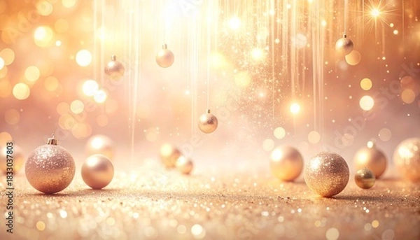 Obraz Festive Golden Christmas Ornaments Sparkle in a Glittering Holiday Scene
