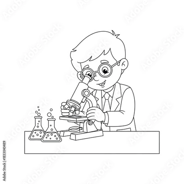 Fototapeta Young Scientist Coloring Page