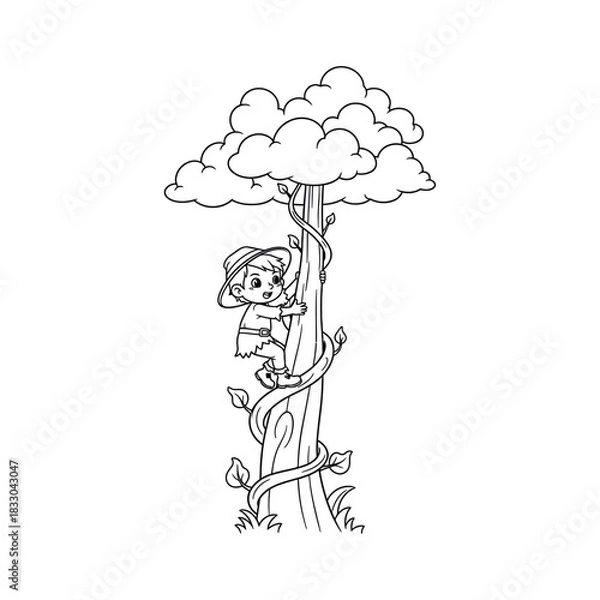 Obraz Climbing the Magic Beanstalk Coloring Page