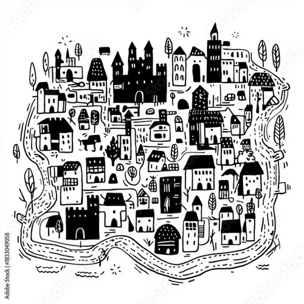 Obraz 街の絵地図