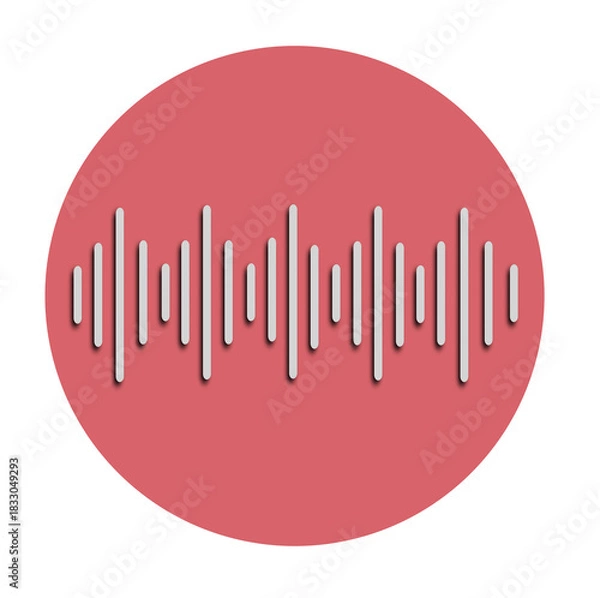 Obraz 3D Audio Waveform Icon – Elegant Minimalist Sound Visualization in Red and White