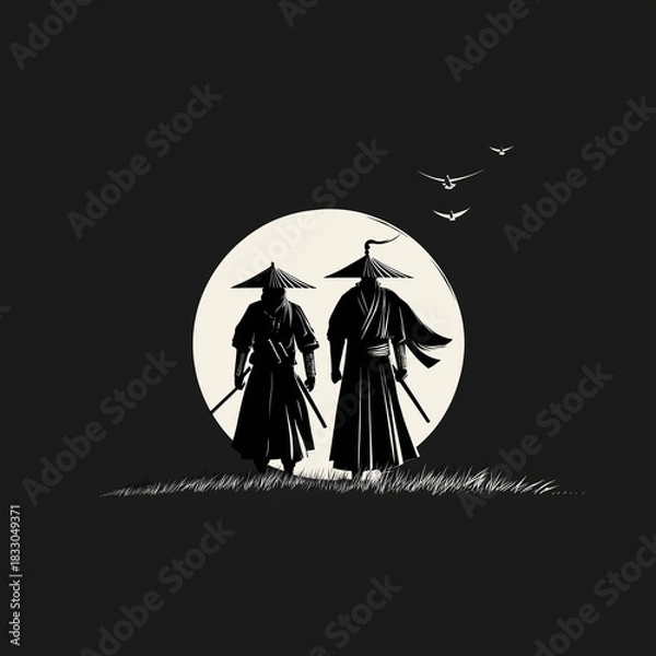 Obraz アジアファンタジー。2人の武士。戦士