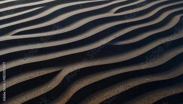 Fototapeta Dark Wavy Sand Ripples Abstract Texture
