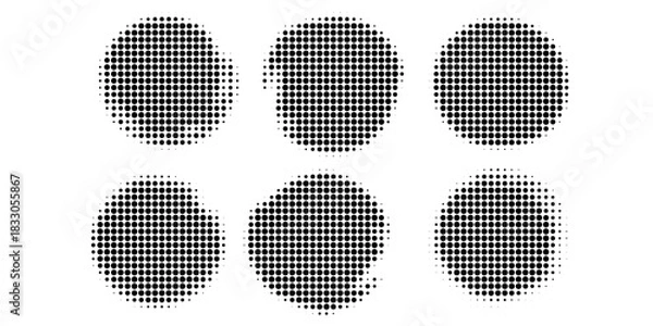 Fototapeta Set of black halftone dots backgrounds. vector modern dots halftone arts. modern