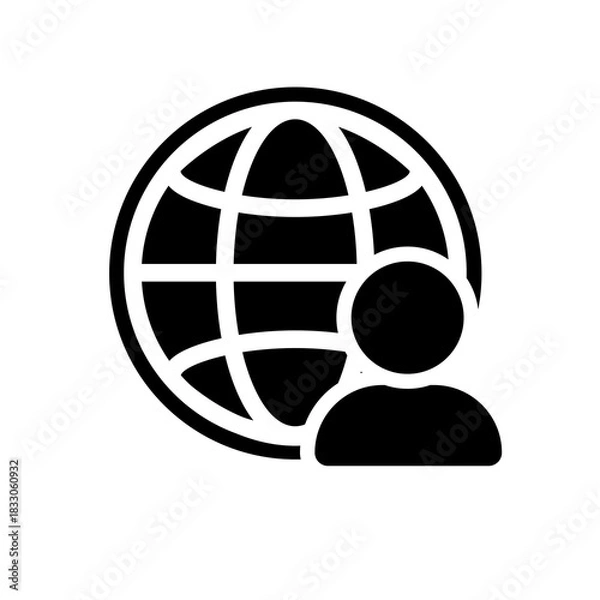 Fototapeta A globe with a user silhouette symbolizing worldwide users, international accounts, or global community access. Suitable for platforms with multi-region membership or global customer interfaces.