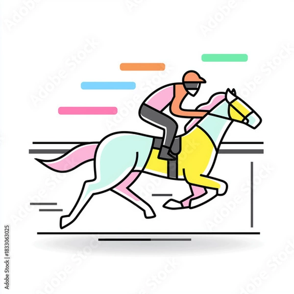 Obraz 競馬。馬と騎手。ジョッキー