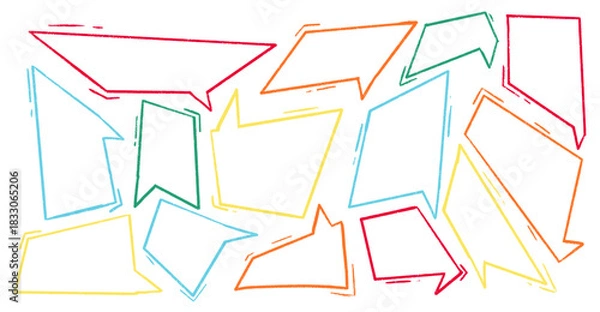 Obraz Hand drawn crayon speech bubbles set. Brushstroke texture comic bubbles. Vector EPS 10