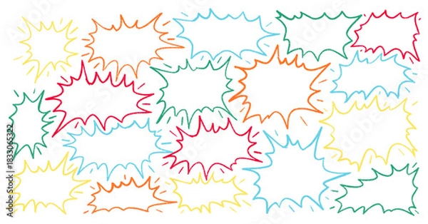 Obraz Hand drawn crayon speech bubbles set. Brushstroke texture comic bubbles. Vector EPS 10