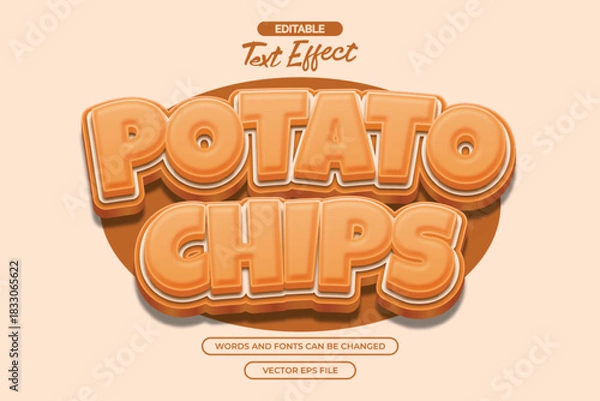 Obraz Potato chips editable text effect with 3d cartoon text style