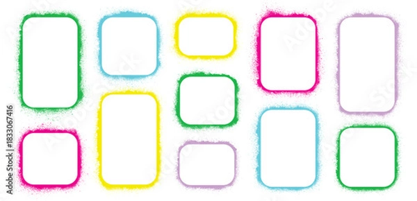 Obraz Spray paint rectangle frame set. Graffiti rectangles with empty space for your design. Vector EPS 10