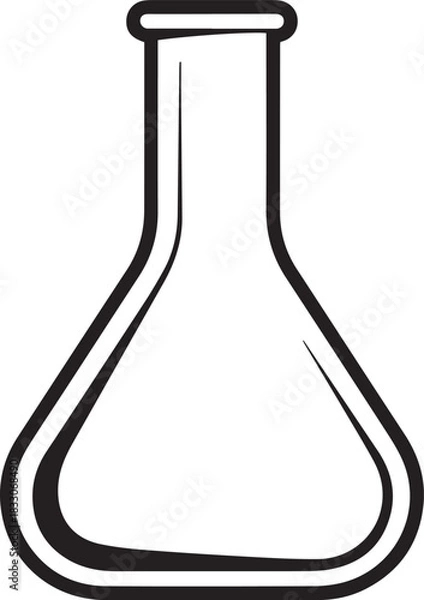 Obraz Vector illustration of science laboratory equipment including test tube, flask, and beaker with liquid drop, isolated on white for chemical research