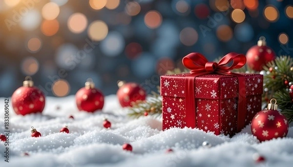 Fototapeta christmas tree with red balls