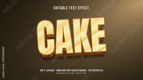 Fototapeta cheese cake editable text effect 3d vector