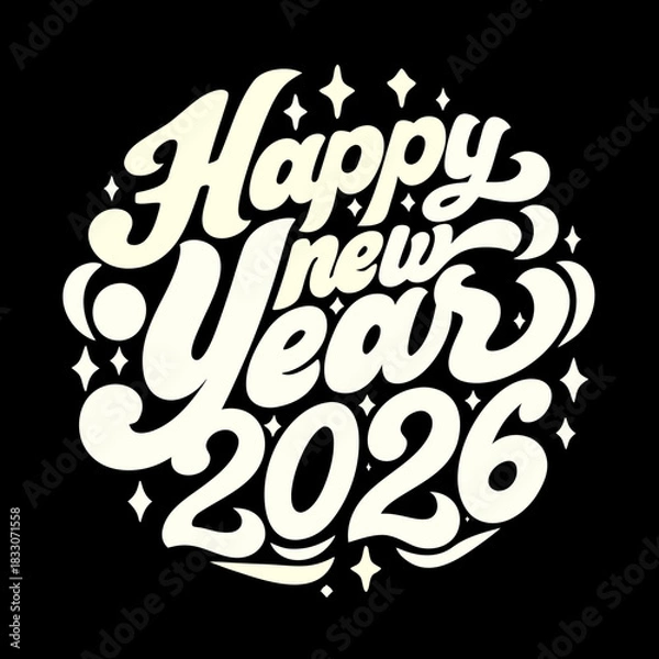 Obraz Happy New Year 2026 script text design vector