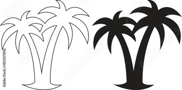 Fototapeta Minimalist Coconut Tree Outline and Graphic
