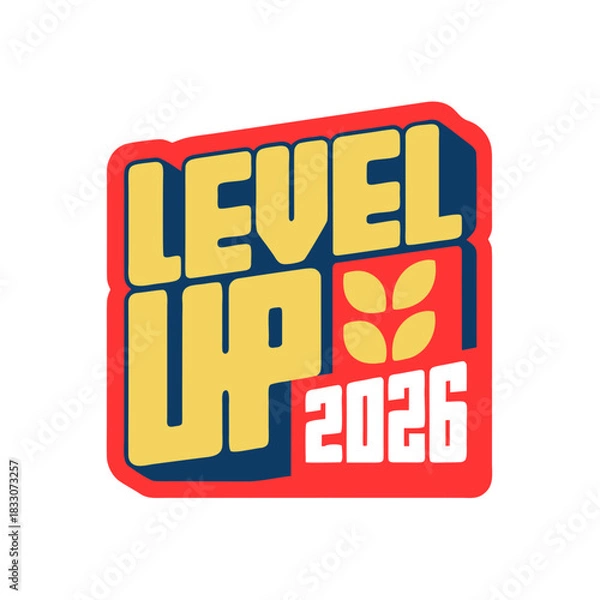 Obraz Level Up 2026 gaming inspired typography graphic vector