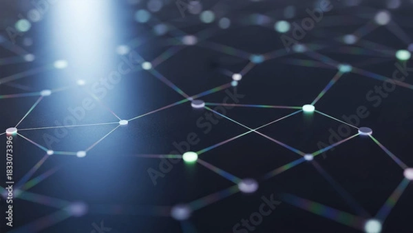 Obraz Minimal Futuristic Neural Network Pattern with Soft Iridescent Waves and Quiet Digital Rhythm