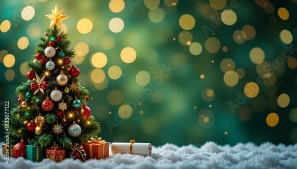 Fototapeta christmas tree with gift boxes