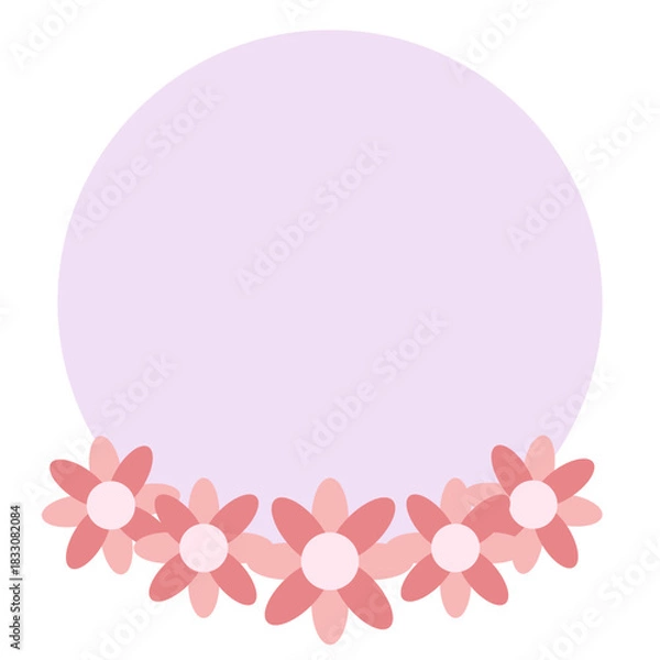 Obraz Aesthetic Purple Circle Frame with Flowers