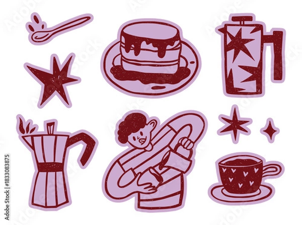 Obraz Coffee doodle stickers