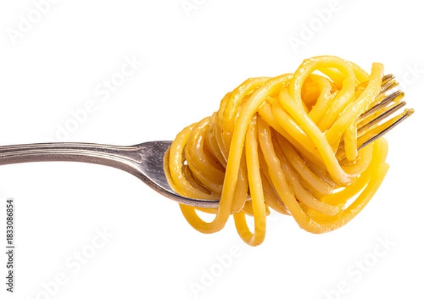 Fototapeta Spaghetti on a Fork isolated on a transparent background