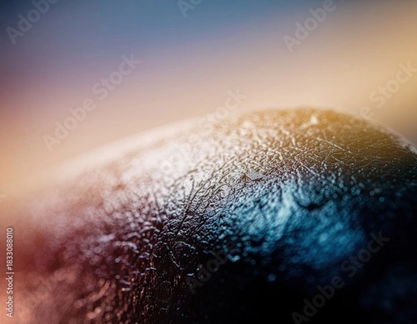 Fototapeta Extreme Close Up Macro Texture Abstract Background With Blue And Orange Lighting With Small Bubbles And Rough Surface Detail